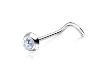 Brilliant Stone Curved Nose Stud Silver NSKB-18